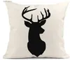 Pillow Case Throw case deer head silhouette white reindeer decoration linen case home dcor cushion cover 40X40cm T240309