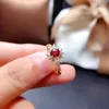 Anelli a grappolo Stile Squisita imitazione Tormalina rossa Diamante pieno Tesoro colorato Anello aperto Placcato femminile in oro 24 carati Attivo