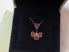 Collier VanCF Collier de luxe diamant agate or 18 carats collier d'amour pur plaqué or quatre collier rouge jade moelle amour chaîne pendentif rouge