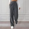 Women's Pants Women Solid Color Pockets Zipper Closure Button Lady Trousers Loose Wide Leg Straight Corduroy Streetwear