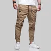 Men Casual Sports Pants Summer Solid Color Pockets Elastic Waist Joggers Pantaloons Male Daily Outdoor Skinny Workwear 240226