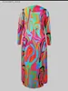 Robes Sexy urbaines LW grande taille femmes décontracté à manches longues multicolore sur l'épaule imprimé mixte 2 pièces de robe (avec vêtements d'extérieur) L240309