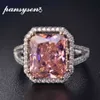 Pansysen% 100 Katı 925 Gümüş Yüzük Kadınlar için 10x12mm Pembe Spinel Elmas İnce Takı Gelin Düğün Nişan Yüzük 332o