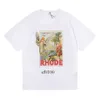 Rhude Zomer Merk Bedrukt T-shirt Heren Dames Ronde Hals T-shirts Lente Zomer High Street Style Kwaliteit Top Tees RHUDE Aziatische Maat S-XL Camiseta Casablanca -shirts