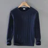 Men's Sweaters Autumn And Winter Thick Needle Sweater All Cotton Solid Color Knitted Slim Fit Trend Round Neck