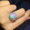 Natural Opal S925 Sterling silver gemstone ring exquisite fashion wedding jewelry ladies 810MM 240228