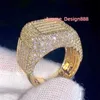 Iced Out Sier Bling Diamond Mens Real Moissanite Hip Hop Ring