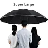 Super grand parapluie pliant automatique de 135CM pour hommes, imperméable, coupe-vent, forte sécurité, réfléchissant, renforcé, grands parapluies de Golf 240301