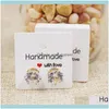 food Tray Packaging & Jewelrydiy White Brown Handmade Stud Cute Square Jewelry Packing Display Earring Package Card 500Pcs Per Lot180H