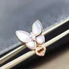 Naszyjnik Vancf luksus Diamond Agat 18K Gold Butterfly Kolczyki do uszu V Grube Splate Rose Rose Rose Gold dla kobiet