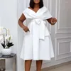 Ubranie etniczne Chic Sexy Women Women Plated Sukienki midi krótkie rękawy Lato duży rozmiar eleganckie afrykańskie femme wieczorowe suknie imprezowe vestidos