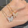 Naszyjnik designerski Vancf Naszyjnik luksus Diamond Agat 18K Gold Sterling Butterfly Full Diamentowy łańcuch mody Naszyjnik na żywo