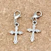 100 Stück, Antik-Silber, Zinklegierung, Kreuz-Charms, Perle mit Karabinerverschluss, passend für Charm-Armbänder, DIY-Schmuck, 11, 2 x 35 mm, A-271b330h