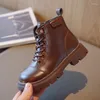 Boots Attrumn Winter Girls Shoes Boys Fashion Leather Kids Platfor