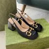 Tasarımcı Ayakkabı Slingbacks Yüksek Topuklular Vintage Sandalet Kadın Tıknaz Topuk Pompaları Cowhide Meydan Ayak Tip Kalın Topuklu Tekne Ayakkabı Lady Deri Metal Ture Ayakkabı