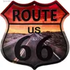 Metal Painting Route 66 American Dreams Shield Metal Tin Signs Posters Plate Wall Decor for Garage Bars Man Cave Cafe Clubs Home Retro Posters T240309