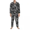 Men's Sleepwear Pajamas Male Tiger Print Sleep Black And White Stripes Two Piece Vintage Pajama Sets Comfortable Oversize Home Suit