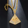 Collana con ciondolo piramide egiziana con zirconi cubici con l'occhio di Horus e ciondoli chiave Ankh pavimenta CZ zirconi Bling gioielli hip hop Gift322r