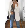 Witte Lange Blazer Vrouwen Koreaanse Slanke Ol Stijl Werk Blazer Zwarte Lange Mouw Vest Jas Herfst Dames Elegante Jurk Jasje 240227