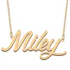 Miley Name Halsband Pendant Anpassad personlig för kvinnor flickor barn bästa vänner mödrar gåvor 18k guldpläterat rostfritt stål