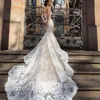 Lace Stunningbride 2024 Robes de mariée de sirène Spaghetti Stracts Trumpet Sexy Appliqued Train Tulle Country Bridal Bridal Gowns Yd