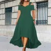 Stedelijke sexy jurken Zwierige lange jurk Flatterend Grote maten Off-shoulder Zomerjurken voor elegante feesten V-hals Uitlopende zoom Slim Fit Ontwerpen Dames L240309