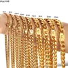 Hip Hop Multi Size Mens Gold Chain Pvd 14k 18k Gold Plated Stainless Steel Miami Cuban Link Chain Necklace