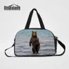 Canvas Men's Travel Bags Carry On Luggage Bag Bear Zoo Animal Printed Duffle Bag With Shoes Pocket Medium Weekend Bags High Q213A