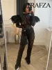 Suits Trafza 2023 Yaz Kadın Moda Dantel Setleri Sağlam Sıkı Onesies Kadın Tulumlar + Seksi Gösteri Eğrisi Yüksek Sokak Kadın Tayt