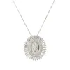 Mother Virgin Mary Pendant Necklace Women Men Christian Cubic Zirconia Statement Necklace Party Collier Femme Jewelry S412436