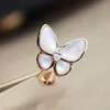 Naszyjnik Vancf luksus Diamond Agat 18K Gold Butterfly Kolczyki do uszu V Grube Splate Rose Rose Rose Gold dla kobiet