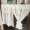 Curtain European Lace Tulle Short White Transparent Wave Small Home Kitchen Bedroom Door Decoration