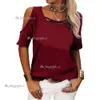 Zomer damesmode casual effen kleur strapless los T-shirt met korte mouwen 639