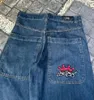 JNCO Lettera Ricamo Jeans Gotici per Uomo Hip Hop Street Skate Pantaloni Larghi in Denim Y2K Retro Harajuku Pantaloni Gamba Larga Dritti 240309