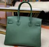 Sac à main de marque de concepteur 35 cm Mand et femmes bacs de qualité faits à la main epsom en cuir étoupe bleu vert gris gris livraison rapide