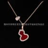 Designer Necklace VanCF Necklace Luxury Diamond Agate 18k Gold gourd necklace female green agate red chalcedony gourd chain plated with rose gold