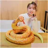 Plüschpuppen P-Puppen 110160cm Simated Python Snake Toy NT Boa Lange gefüllte Kuchenkissen Kinder Jungen Geschenk Home Dekoration 231025 Drop De Dhxqe