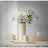 Jarrones Medicci Home CD Style Rattan Patrón en relieve Jarrones de cerámica blanca en relieve Elegante Elegante Flores Decorativos Flores Botella L240309