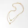 Dainty Gold Necklace Women Girls Opal Halsband Dubbelskikt Kedja Simple ClaVicle ChainNecklace CLAVICLE CHAMEDELY289U