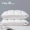 Peter Khanun Oreillers en plumes d'oie blanche pain 3D pour dormir Protection du cou Oreillers de lit Housse 100 % coton King Queen 1 pièce 240306