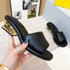 Designer Elegant Electropated Baking Heel Low Heels 3cm Casual Bekväm utomhusmjuka sommar Sandaler Fashion Beach Slippers