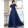 Robe urbaine Sexy en mousseline de soie pour femmes, bleu Royal, col en V, manches courtes, élégante, luxe, grande taille 4XL 5XL, été 2022, L240309