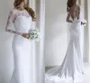 Simple Boho Mermaid Wedding Dress Jewel Illusion Neck Backless Lace Appliques Long Seelve Bridal Bride Gown Vestidos De Novias Robe Mairee