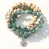 SN1005 Moss Agate Picture Jasper 108 Perles Mala Collier de Yoga Arbre de Vie Bracelet Mala Tout sur la Nature et la Méditation230k