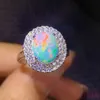 Natural Opal S925 Sterling silver gemstone ring exquisite fashion wedding jewelry ladies 810MM 240228