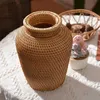 Vases er Basket Rattan Hanging Flowerpot Flower Basket Storage Basket er Vase Rustic Woven Flower Basket Pot L240309