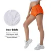 Capris Women's Summer High midja löpande shorts 2,5 "Snabbt torr sport Gym Athletic Shorts med liner blixtlåsfickor vandring svettbyxor
