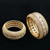 Najwyższa jakość 18 -karatowa złote białe złoto plisowane lodowane kwadratowe CZ Cubic cyrkonia pierścionek palc