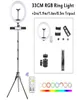 33cm RGB LED Selfie Ring Light 2m 16M 05m 05M Tripod USBカラフルなポグラルライトYouTube Tiktok73534985257706のリモコン付き