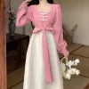 Kadınlar için Çin tarzı elbise elbise sahte iki parça aline moda güzellik zarif mizaç dişi yüksek cadde patchwork şık